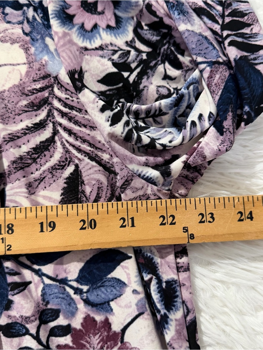 Cocomo Womens 3/4 Sleeve Floral Top Size 3X Purple Blue Office Career Stretch - Picture 5 of 8